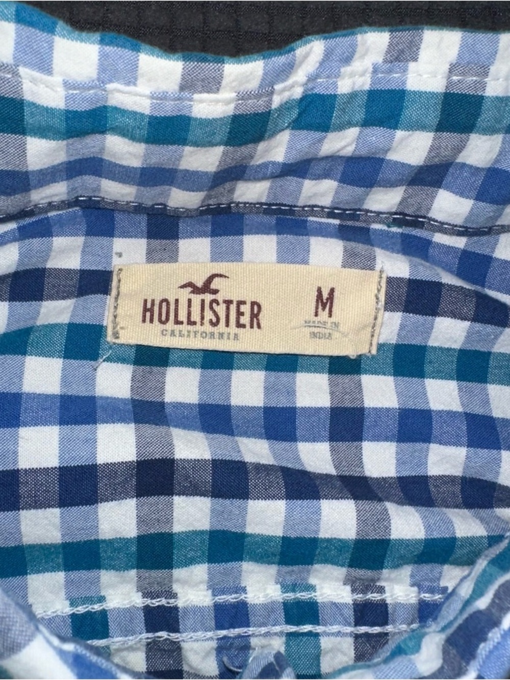 Hollister Plaid Button Down Shirt Mens Medium Blue Green Long Sleeve - Picture 3 of 5